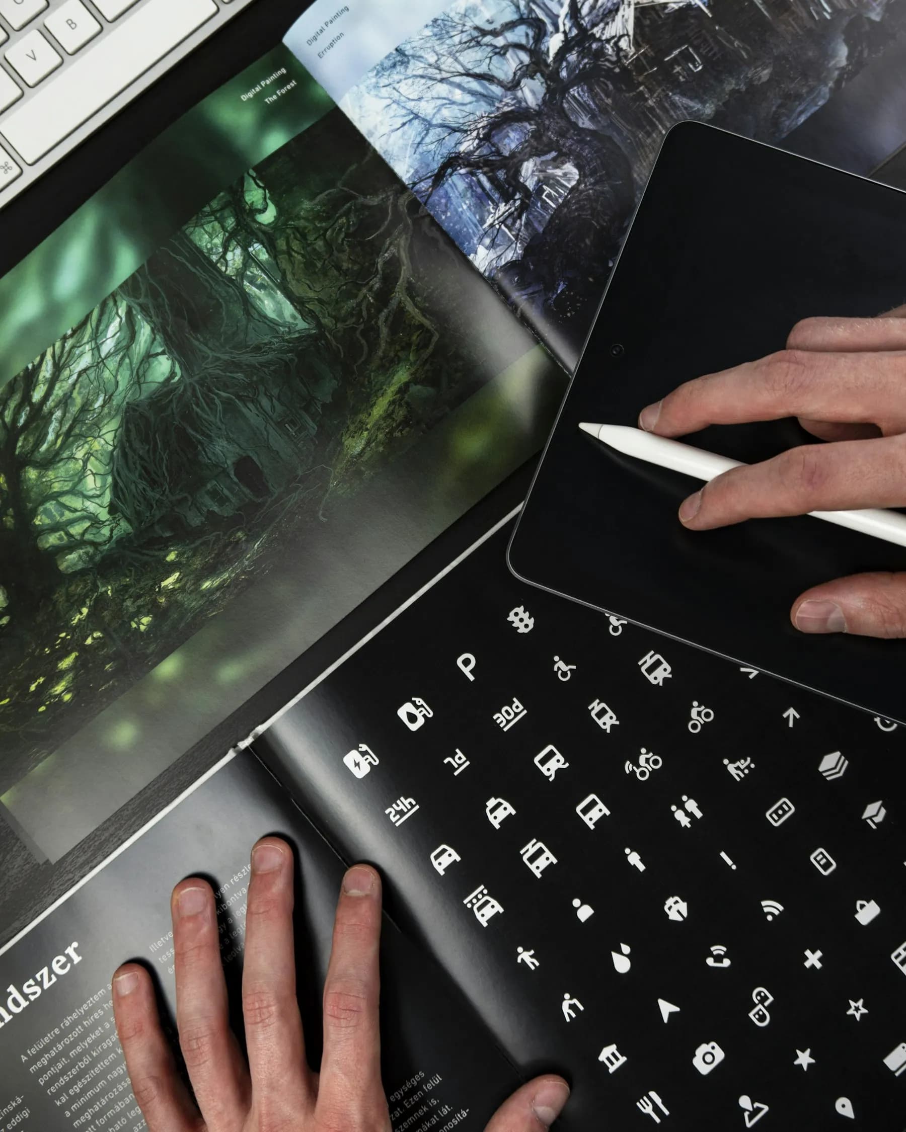 A designer's workspace with product work in progress on screen